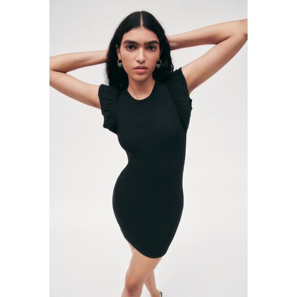 ZARA Ruffle Ribbed Fitted Dress - Picture 6 of 10